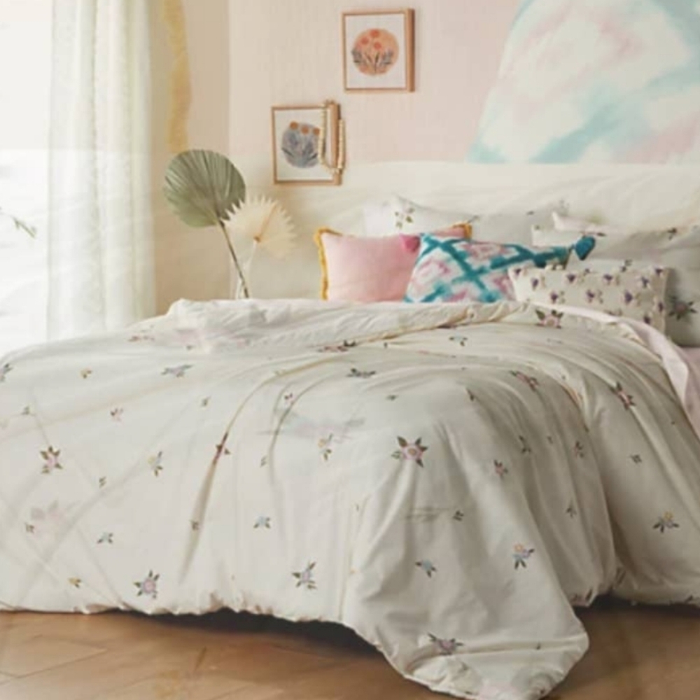 Wild Sage Twin Duvet Cover Set White Floral NWT Size Twin